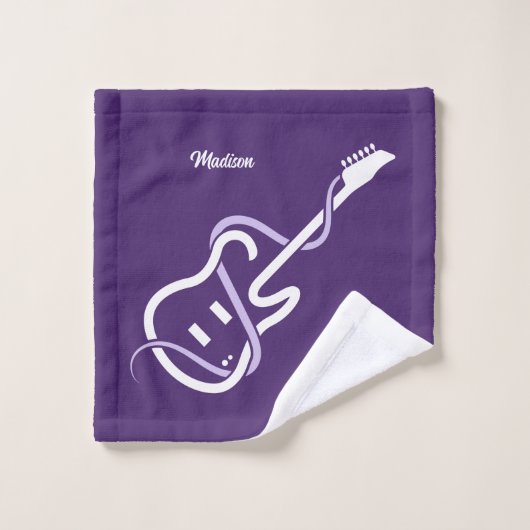Individuelle Name & Text Stilisierte Gitarre Badhandtuch Set (Waschlappen)