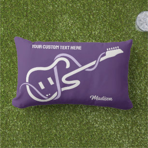 Individuelle Name & Text Stilisierte Gitarre Kissen Für Draußen