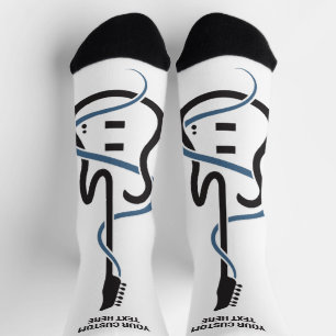 Individuelle Name & Text Stilisierte Gitarre Socken