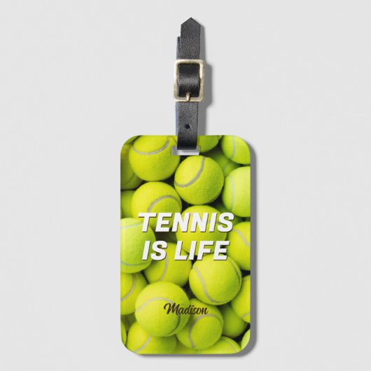 Individuelle Name & Text Tennis Balls Gepäckanhänger (Vorderseite Vertikal)