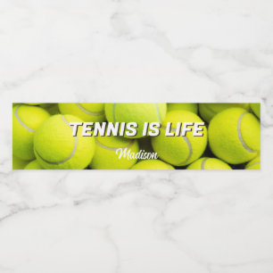 Individuelle Name & Text Tennis Balls Wasserflaschenetikett
