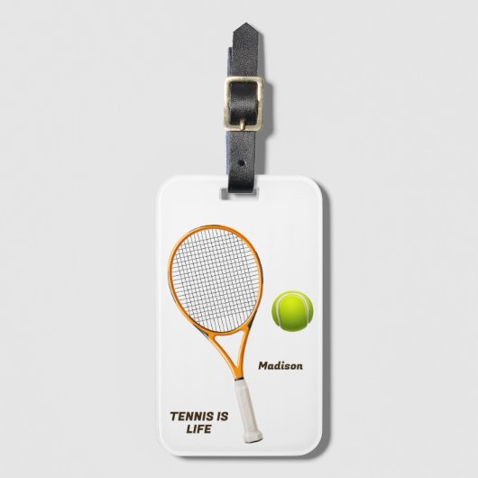 Individuelle Name & Text Tennis Gepäckanhänger (Vorderseite Vertikal)