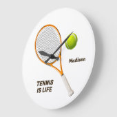 Individuelle Name & Text Tennis Große Wanduhr (Winkel)