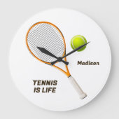Individuelle Name & Text Tennis Große Wanduhr (Vorderseite)