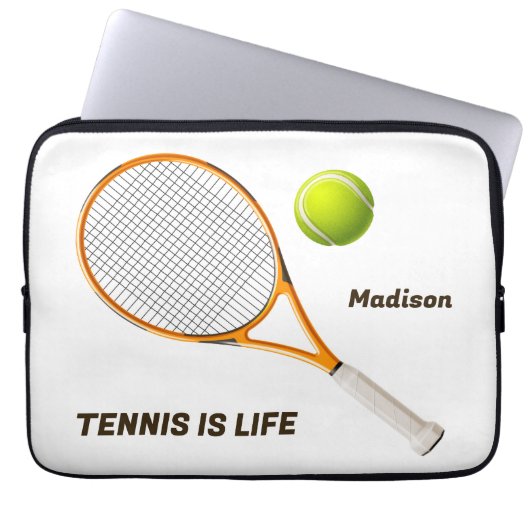 Individuelle Name & Text Tennis Laptopschutzhülle (Vorderseite)