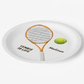 Individuelle Name & Text Tennis Pappteller (Schrägansicht)
