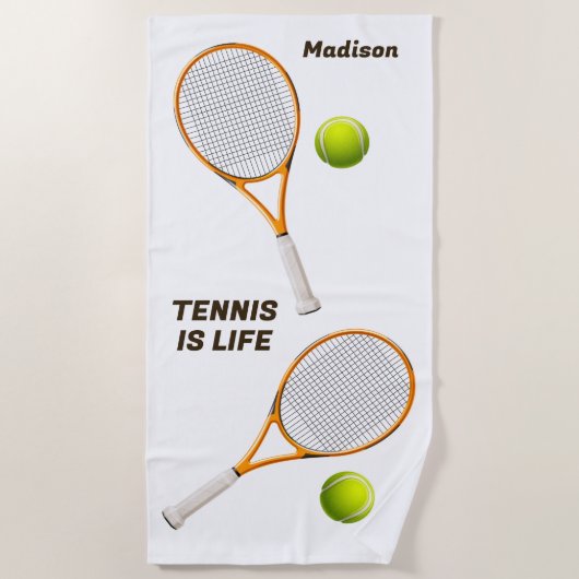 Individuelle Name & Text Tennis Strandtuch (Vorderseite)
