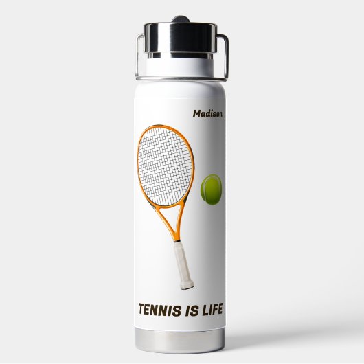 Individuelle Name & Text Tennis Trinkflasche (Hinten)