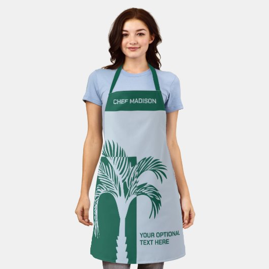 Individuelle Name & Text Tropical Palm Tree Schürze (Getragen)