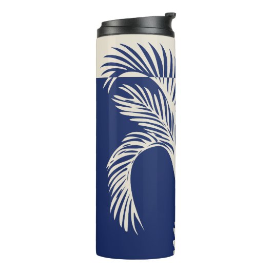 Individuelle Name & Text Tropical Palm Tree Thermosbecher (Nach links gedreht)
