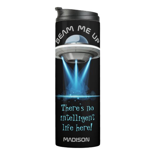 Individuelle Name & Text UFO Spaceshil Thermosbecher (Nach rechts gedreht)