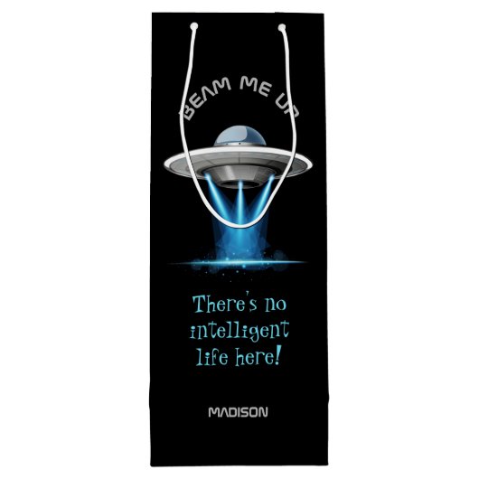 Individuelle Name & Text UFO Spaceshipflasche Gesc Geschenktüte Für Weinflaschen (Rückseite)