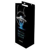 Individuelle Name & Text UFO Spaceshipflasche Gesc Geschenktüte Für Weinflaschen (Vorderseite Schrägansicht)