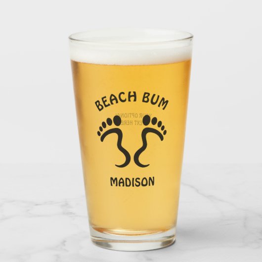 Individuelle Name-, Text- und Color-Beach-Bum Glas (Vorne (Gefüllt))