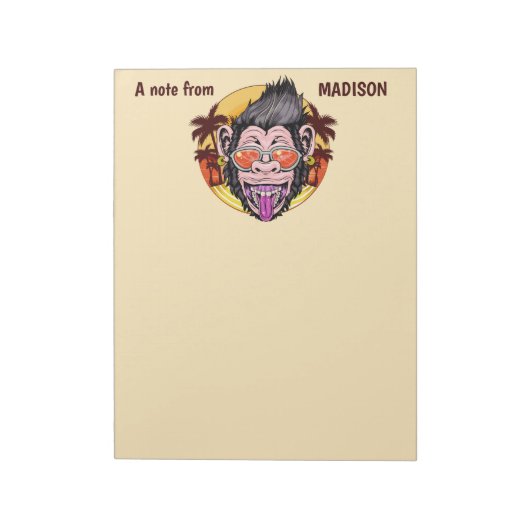 Individuelle Name-, Text- und Farb-Beach-Affen-Not Notizblock (Rotiert)