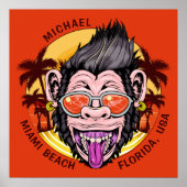 Individuelle Name-, Text- und Farb-Beach-Monkey-Po Poster (Vorne)