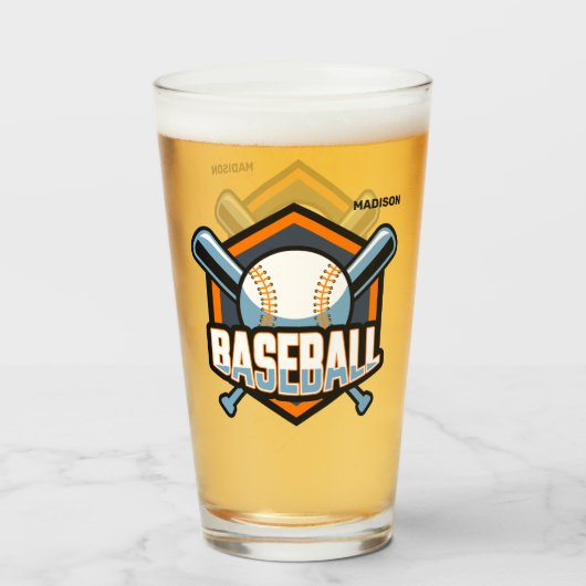 Individuelle Name-, Text- und Farbbaseball Glas (Rückseite (gefüllt))