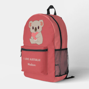 Individuelle Name, Text und Farbe Liebe Koala Bedruckter Rucksack