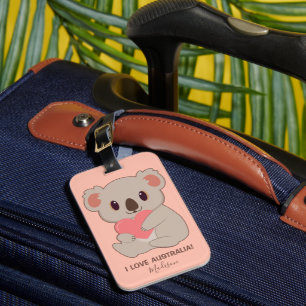 Individuelle Name, Text und Farbe Liebe Koala Gepäckanhänger