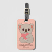 Individuelle Name, Text und Farbe Liebe Koala Gepäckanhänger (Vorderseite Vertikal)
