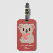 Individuelle Name, Text und Farbe Liebe Koala Gepäckanhänger (Vorderseite Vertikal)