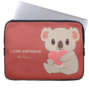 Individuelle Name, Text und Farbe Liebe Koala Laptopschutzhülle