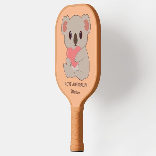 Individuelle Name, Text und Farbe Liebe Koala Pickleball Schläger (Links)