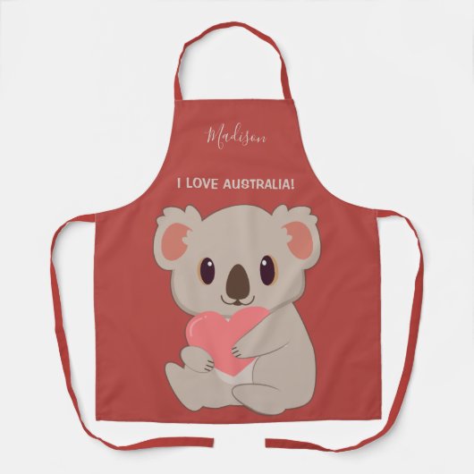 Individuelle Name, Text und Farbe Liebe Koala Schürze (Vorderseite)