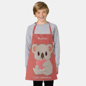 Individuelle Name, Text und Farbe Liebe Koala Schürze (Getragen)