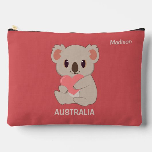 Individuelle Name, Text und Farbe Liebe Koala Zubehörtasche (Vorderseite)