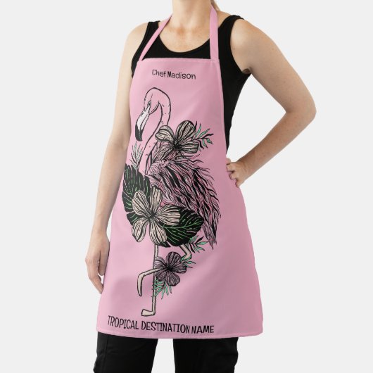 Individuelle Name, Text und Farbe Rosa Flamingo Schürze (InSitu)