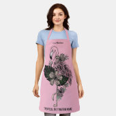 Individuelle Name, Text und Farbe Rosa Flamingo Schürze (Getragen)