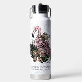 Individuelle Name, Text und Farbe Rosa Flamingo Trinkflasche (Vorderseite)