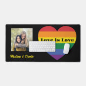 Individuelle Name, Text und Foto - Regenbogenherz Schreibtischunterlage (Tastatur & Maus)