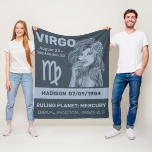 Individuelle Name / Text Zodiac Signage Virgo Fleecedecke
