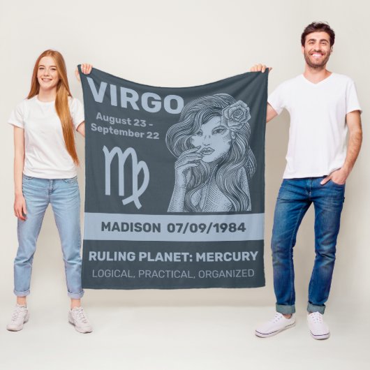 Individuelle Name / Text Zodiac Signage Virgo Fleecedecke (Beispiel)