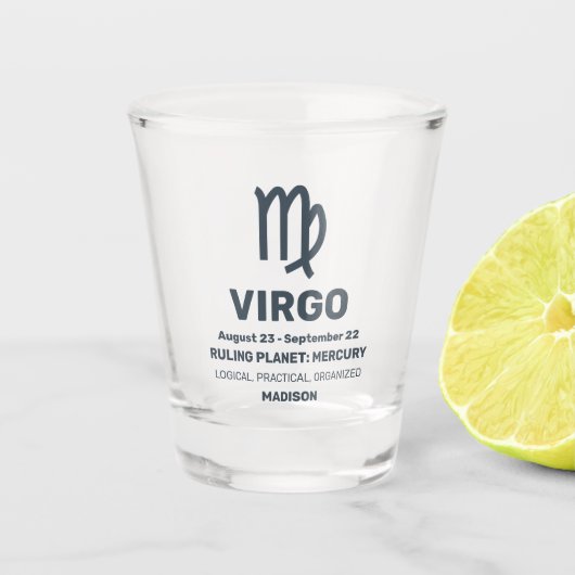 Individuelle Name / Text Zodiac Signage Virgo Schnapsglas (Vorderseite)