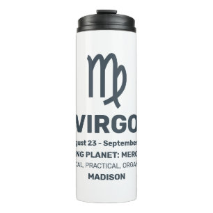 Individuelle Name / Text Zodiac Signage Virgo Thermosbecher