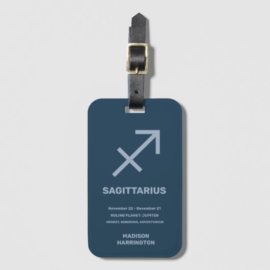 Individuelle Name / Text Zodiac Signature Sagittar Gepäckanhänger (Vorderseite Vertikal)