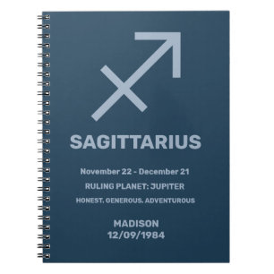 Individuelle Name / Text Zodiac Signature Sagittar Notizblock