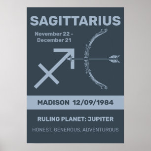 Individuelle Name / Text Zodiac Signature Sagittar Poster