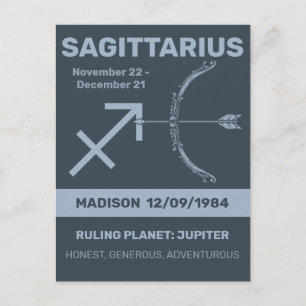 Individuelle Name / Text Zodiac Signature Sagittar Postkarte