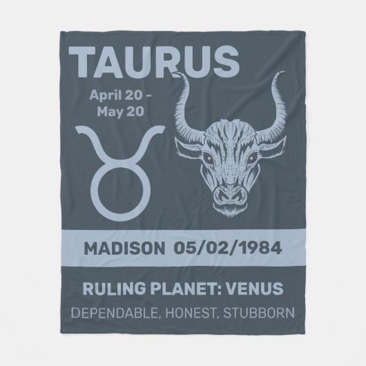 Individuelle Name / Text Zodiac Signrus Taurus Fleecedecke (Vorderseite)