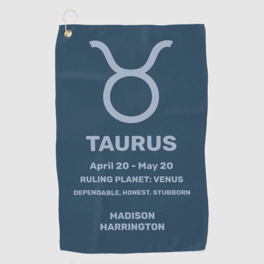 Individuelle Name / Text Zodiac Signrus Taurus Golfhandtuch (Vorderseite)