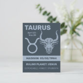 Individuelle Name / Text Zodiac Signrus Taurus Postkarte (Stehend Vorderseite)