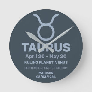 Individuelle Name / Text Zodiac Signrus Taurus Runde Wanduhr