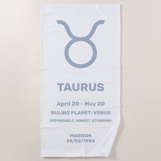 Individuelle Name / Text Zodiac Signrus Taurus Strandtuch (Vorderseite)