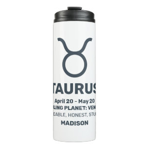 Individuelle Name / Text Zodiac Signrus Taurus Thermosbecher