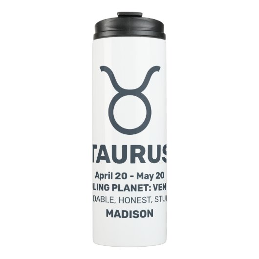 Individuelle Name / Text Zodiac Signrus Taurus Thermosbecher (Vorderseite)