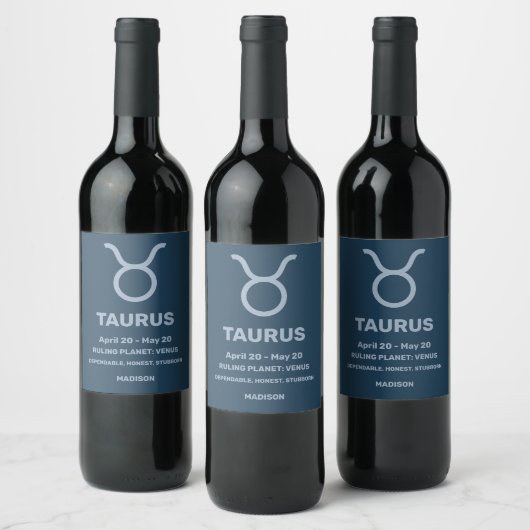 Individuelle Name / Text Zodiac Signrus Taurus Weinetikett (Flaschen)